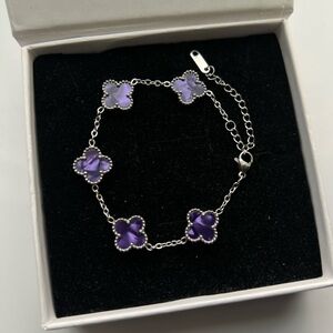 Elegant Purple Flower Charm Bracelet